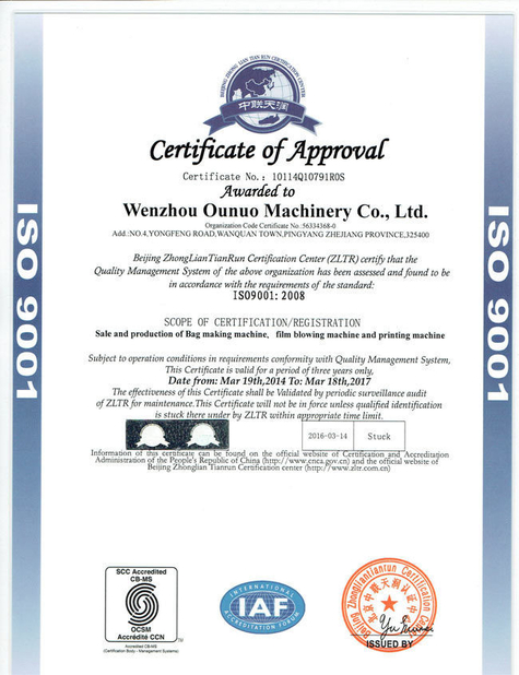 Porcellana Zhejiang Allwell Intelligent Technology Co.,Ltd Certificazioni